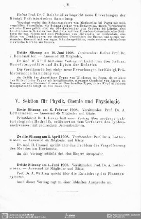 V. Sektion für Physik, Chemie und Physiologie