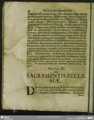 Sectio IX. De Sacramentis Ecclesiae
