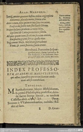 Index Professorum Academiae Marpurgensis