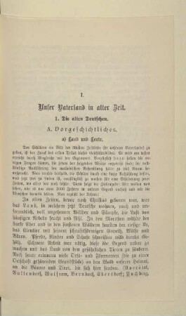 I. Unser Vaterland in alter Zeit