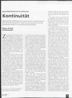 Parlamentswahlen in Grönland: Kontinuität