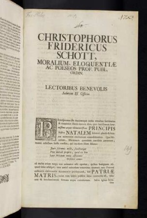 Christophorus Fridericus Schott, ...