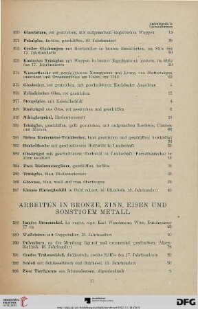 Arbeiten in Bronze, Zinn, Eisen und sonstigem Metall (Nr. 388-442)