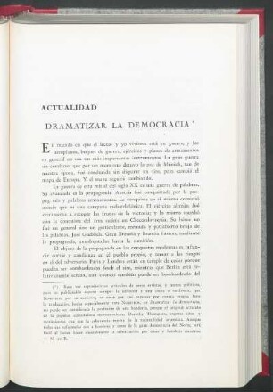 Actualidad : Dramatizar la democracia
