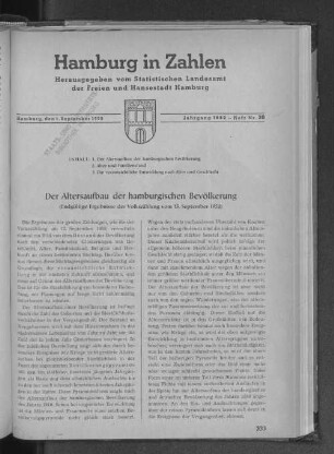 Der Altersaufbau der hamburgischen Bevölkerung : Endgültige Ergebnisse der Volkszählung vom 13.September 1950