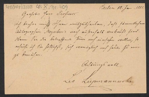 Brief an Friedrich Wilhelm Jähns : 12.01.1881