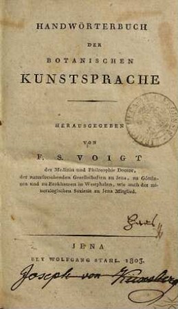 Handwörterbuch der botanischen Kunstsprache