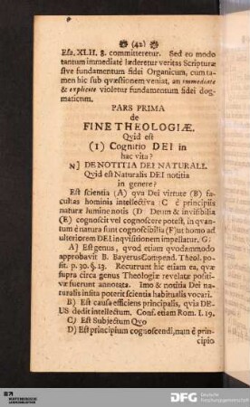 Pars Prima de Fine Theologiæ.