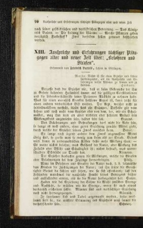 Aussprüche und Erfahrungen tüchtiger Pädagogen alter und neuer Zeit über: "Belohnen und Strafen"