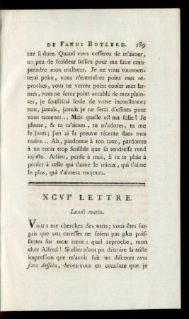 XCVIe Lettre. Lundi matin.