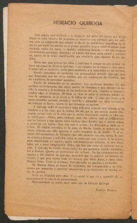 Horacio Quiroga - [Nota biográfica]