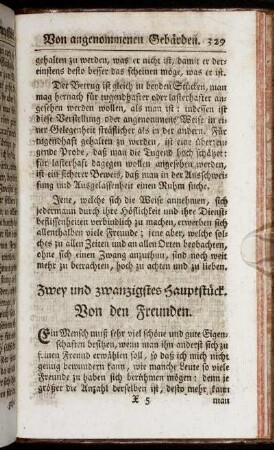 Zwey und zwanzigstes Hauptstück. Von den Freunden.