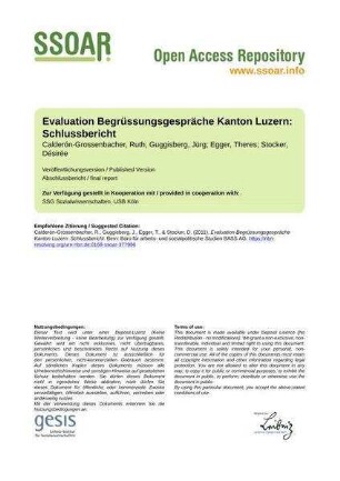 Evaluation Begrüssungsgespräche Kanton Luzern: Schlussbericht