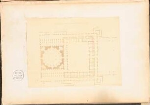 Monumentaler Gottesacker für Mailand (Cimitero monumentale di Milano), Mailand: Grundriss Hauptgebäude (aus: Konkurrenzentwürfe. Fotografien von Bohnstedts Entwürfen, 1857-1864)
