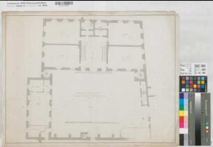 Münster (Münster) Gymnasium Paulinum Grundriß Erdgeschoß 1786 50 Fuß = 16,7 cm 49 x 65 kol. Zeichnung KSM Nr. 1008