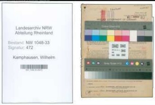 Entnazifizierung Wilhelm Kamphausen , geb. 22.05.1905 (Lehrer)