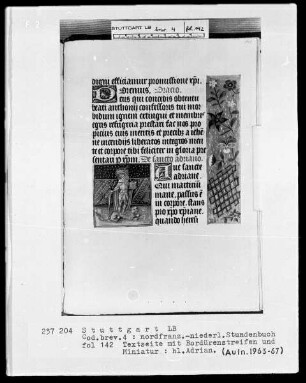 Stundenbuch — Heiliger Adrian, Folio 142recto