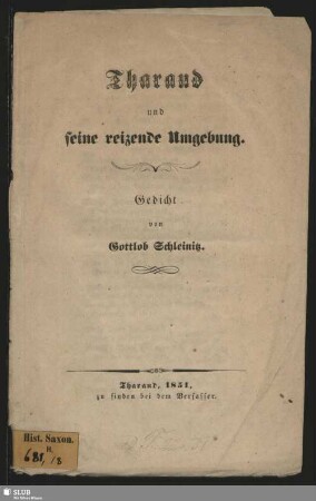 Tharand und seine reizende Umgebung : Gedicht