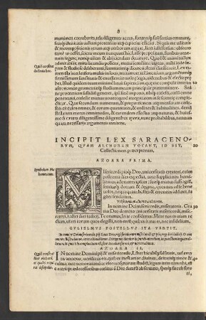 Incipit Lex Saracenorum, Quam Alchoran Vocant, Id Est, Collectionem praeceptorum.