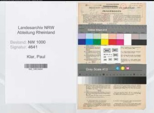 Entnazifizierung Paul Klar, geb. 26.11.1882 (Finanzsekretaer)