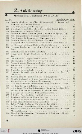 2. Auktionstag Mittwoch, den 11. September 1935, ½ 3 Uhr (Nr. 351-700)