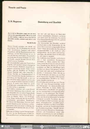 Gestaltung und Qualität : Theorie und Praxis