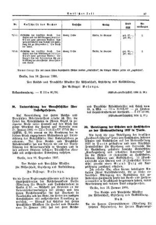 Unterrichtung der Berufsschüler über Unfallgefahren : [Erziehung] ; [Für das Reich] ; [Amtliche Erlasse] ; [Amtlicher Teil]