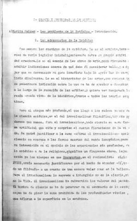 1-22, I Objeto y problemas de la estética
