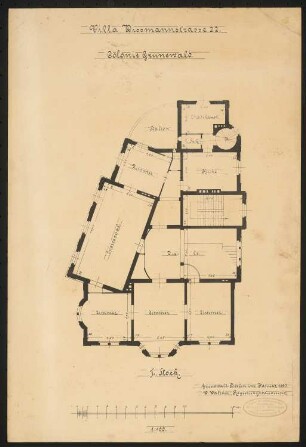 Atelier- und Wohnhaus Wilhelm Walther, Berlin-Grunewald: Grundriss 1. OG 1:100