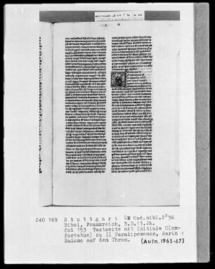 Bibel — Initiale C (onfortatus), darin König Salomon, Folio 153verso
