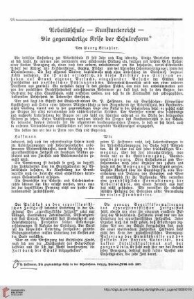 N.F. 8.1928 S. 94-97: Arbeitsschule - Kunstunterricht - Die gegenwärtige Krise der Schulreform