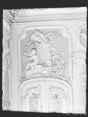 Potsdam, Neues Palais, Unteres Fürstenquartier, Unteres Konzertzimmer, R.: 161, Detail über der nördlichen Tür.