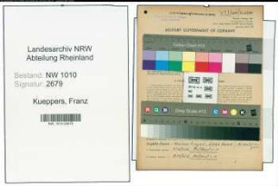 Entnazifizierung Franz Kueppers , geb. 04.11.1876 (Kupferschmiedemeister)