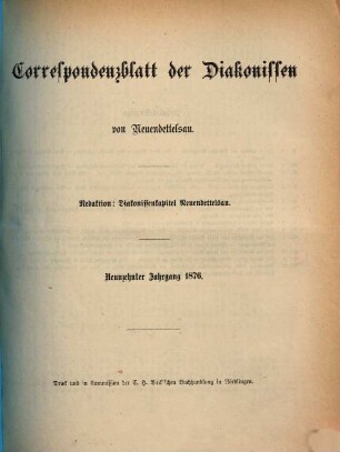 Korrespondenzblatt der Diakonissen von Neuendettelsau. 19, 19. 1876