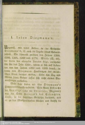 I. Leben Diezmann´s