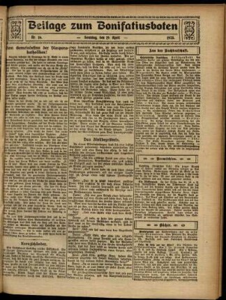 Zweite Ausgabe vom Sonntag, den 19. April 1925.
