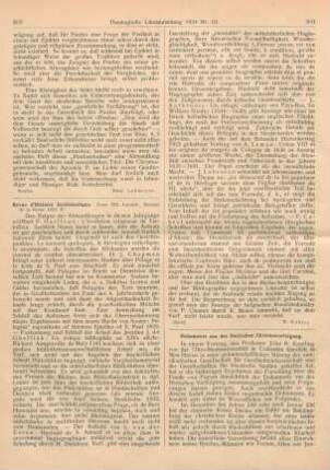 203-204 [Rezension] Revue d‘histoire ecclésiastique. Tome XIX