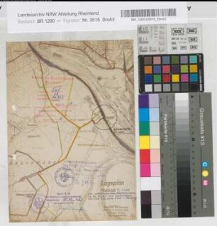 Lageplan zur Aufhebung des Bahnüberganges in km 14,925 der Bundesbahnstrecke Ratingen-West-Wülfrath, M. 1:5.000 Stnr.: 62, Iwü, Bunr.: 1, Blnr.: 1