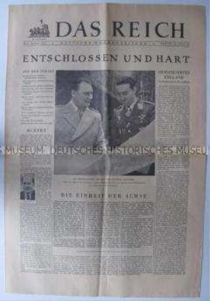 Umschlagblatt der Wochenzeitung "Das Reich" u.a. zur Kabinettsumbildung in Großbritannien