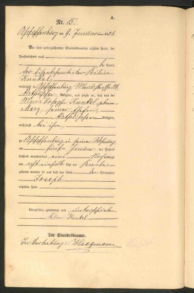 Standesamtsbuch der Stadt Aschaffenburg: Geburten 365/1900 - 184/1901