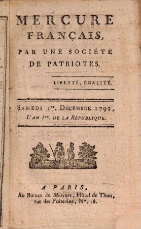 Mercure de France. 1792, 12
