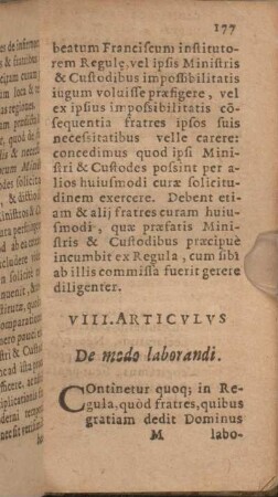 VIII. Articvlvs De modo laborandi.