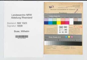 Entnazifizierung Wilhelm Buse , geb. 04.02.1884 (Landessekretaer)