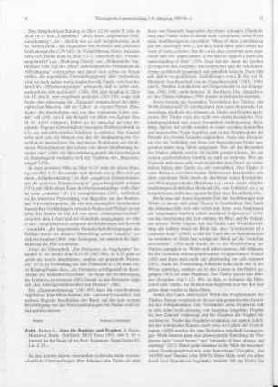 31-33 [Rezension] Webb, Robert L., John the baptizer and prophet