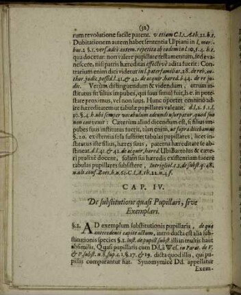 Cap. IV. De substitutione quasi Pupillari, sive Exemplari.