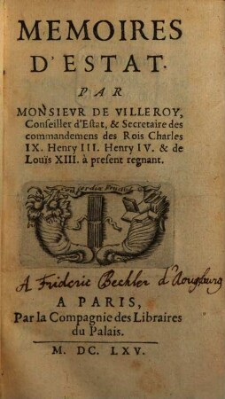 Mémoires D'Estat, [1]