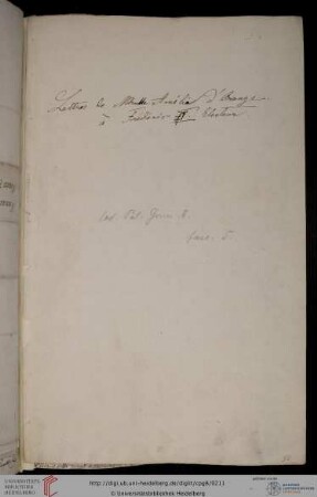 Lettres de Mdmlle. Amélia d'Orange à Frédéric V. Electeur