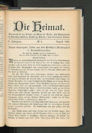 6. Jahrgang No. 8. August 1896.
