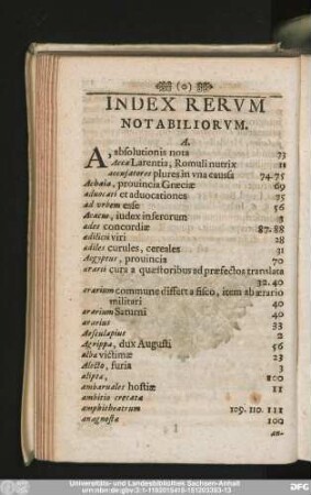 Index Rerum Notabiliorum.