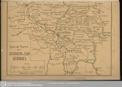 Spezial Karte des Jeschken- u. Isergebirges (Rückseite Einband)